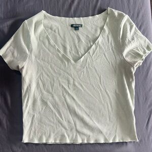 Ribbed V-Neck Mint Top